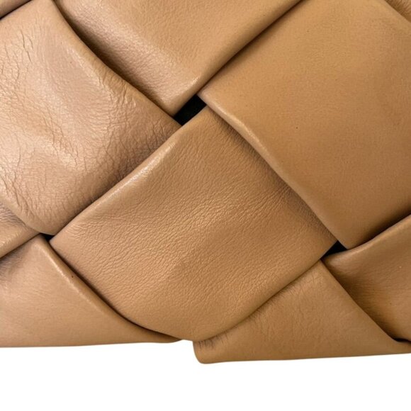 Valentina Fiore Buttery Leather Woven Crossbody Handbag Tan Pink Italy NWOT - Picture 3 of 8